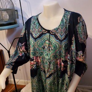 Ulla Popken 32/34 Navy/Aqua/Pink Babydoll Tunic